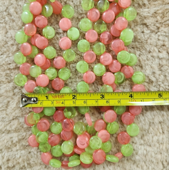 ππ Pretty in Pink and Green Statement Necklace with Earrings - Rounds - Picture 7 of 16